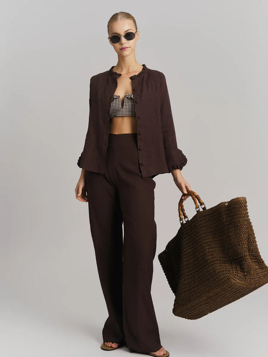 Kristine straw bag - brun