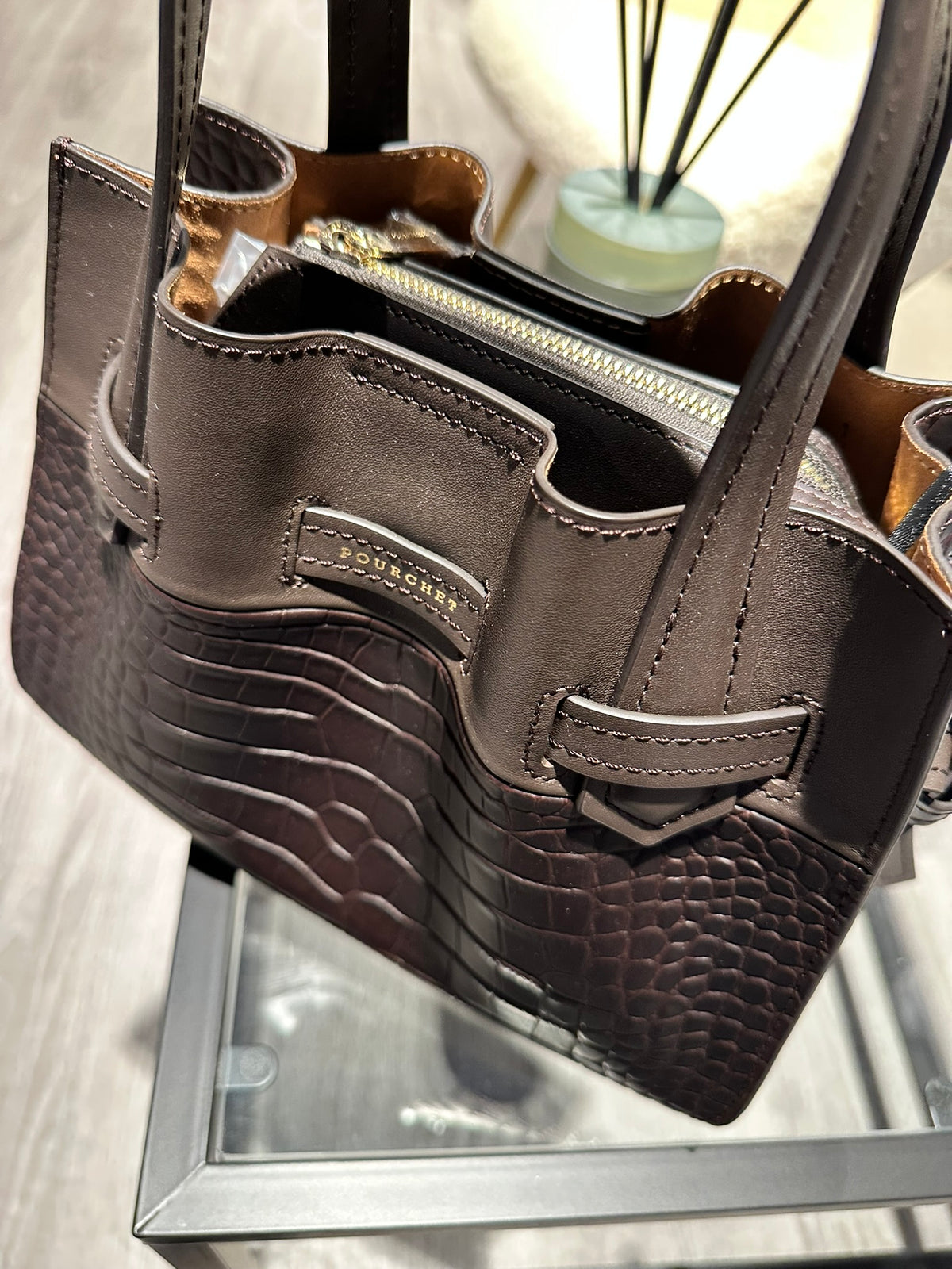 Blossom Medium, Croco, Brown