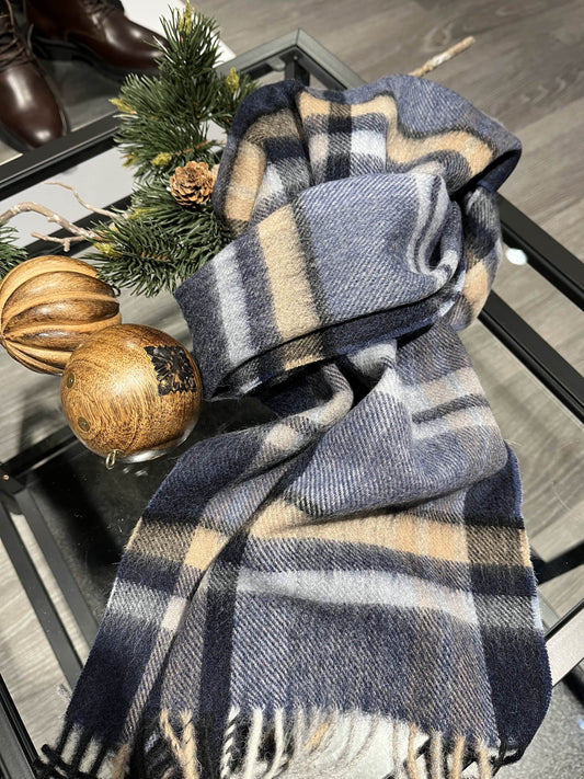 Santi Ullskjerf - Blå/Beige