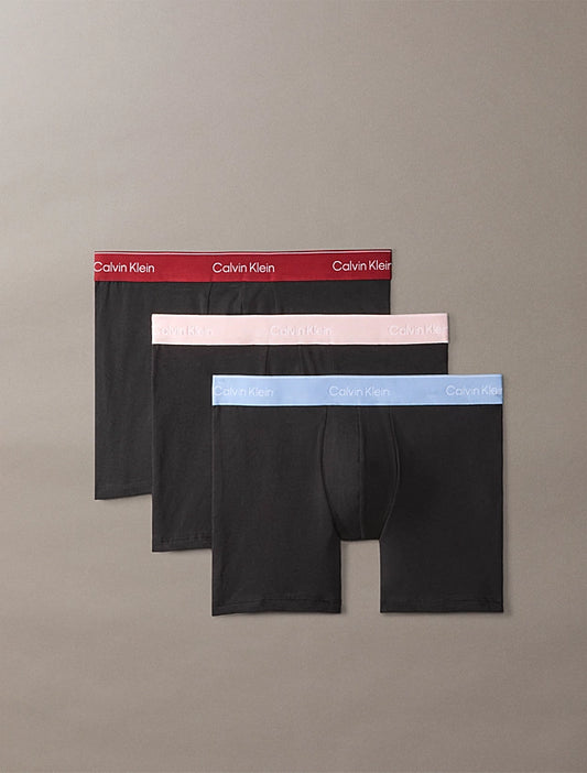 3-pack Icon Cotton Stretch - Sort m/ farget strikk